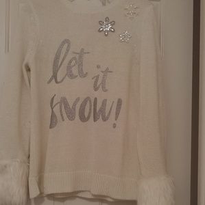 Cream colored LET IT SNOW sweater